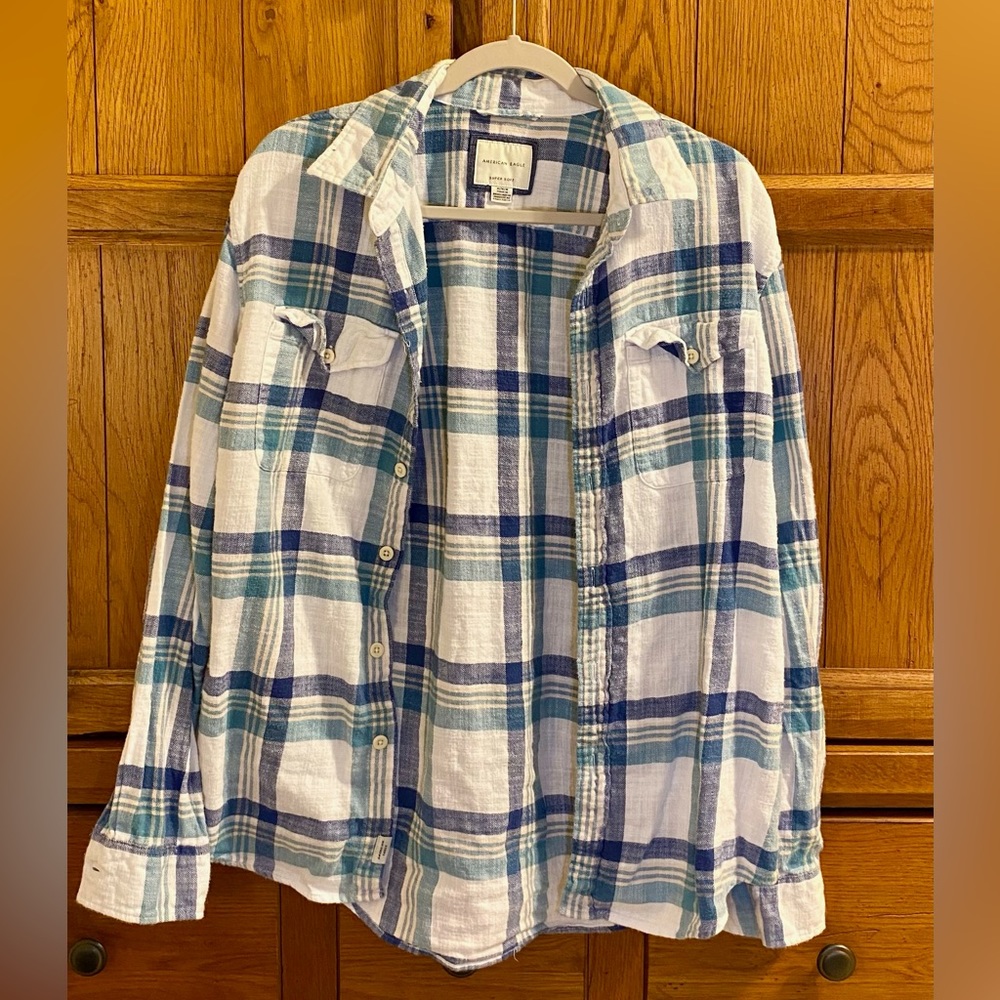 blue american eagle flannel